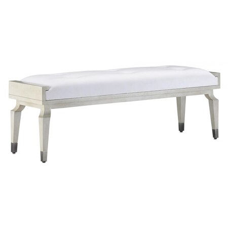 Currey and Company 7000-0091 Transitional Bench Finish, 16.50 inches, Gray Salt/Pewter